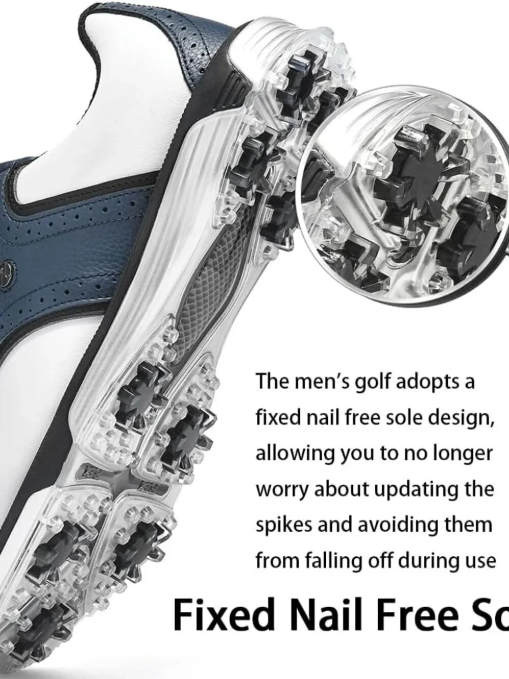 Men's Blue Golf Shoes Traditions Fixed Nail less Sole Waterproof Spineless